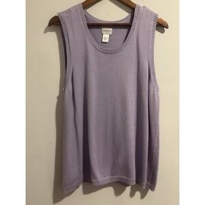 Chico's Sweater Womens 3 US XL Blue Purple Sleeveless Knit Shell Casual‎ Career